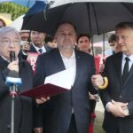 22.06.2020. Kielce. Konferencja Społecznego Komitetu Poparcia dla Andrzeja Dudy. Na zdjęciu (od lewej): Krzysztof Lipiec - poseł, Marek Kwitek - poseł, Zbigniew Koniusz - wojewoda świętokrzyski / Wiktor Taszłow / Radio Kielce