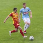 05.06.2020 Kielce. PKO Ekstraklasa. Mecz Korona Kielce - Piast Gliwice. Przy piłce: Matej Pućko / Wiktor Taszłow / Radio Kielce