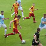 05.06.2020 Kielce. PKO Ekstraklasa. Mecz Korona Kielce - Piast Gliwice. Przy piłce: Jacek Kiełb / Wiktor Taszłow / Radio Kielce