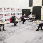 07.06.2020. Radio Kielce. Studio Polityczne. Na zdjęciu (od lewej): Andrzej Bętkowski - marszałek województwa świętokrzyskiego,  Łukasz Wilczyński – Ruch Narodowy, Czesław Siekierski - poseł PSL, Jacek Skórski - Nowa Lewica, Michał Kita - Radio Kielce / Wiktor Taszłow / Radio Kielce