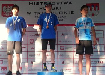 Rawa Mazowiecka. Mistrzostwa Polski w triathlonie. Na zdjęciu (pierwszy z prawej): Jan Brzóska / TS Akwedukt / facebook