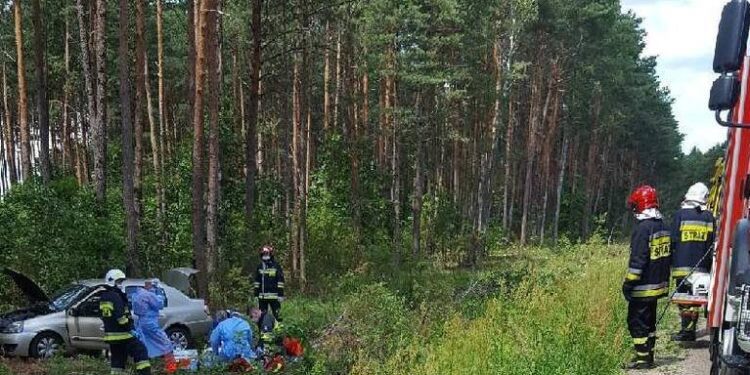 06.07.2020. Tragiczny wypadek na drodze powiatowej w kierunku Borkowa / PSP Kielce