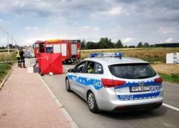 29.07.2020 Dąbrowa. Tragiczny wypadek, w którym zginęła 69-letnia rowerzystka / policja