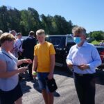 05.07.2020. Miedziana Góra. Wiceminister Anna Krupka zachęca do wsparcia Andrzeja Dudy. Na zdjęciu (po prawej): Krzysztof Słoń - senator PiS / Michał Kita / Radio Kielce