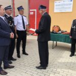09.07.2020 Słupcza, gm. Dwikozy.  Przekazanie strażakom z OSP nowego sprzętu. Na zdjęciu (od lewej): Marek Kwitek - poseł PiS , Waldemar Maruszczak - wiceprezes Zarządu Powiatowego  OSP w Sandomierzu, druh Robert Walicha , Ireneusz Juga -  prezes OSP w Słupczy / Grażyna Szlęzak-Wójcik / Radio Kielce