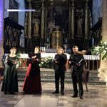 12.07.2020. Sandomierz.  II letni Festiwal Muzyki Sakralnej „Ucho Igielne”. Na zdjęciu (od lewej): Liliana Pociecha, Dobromiła Lebiecka, Paweł Fundament, Piotr Brajner / Grażyna-Szlęzak-Wójcik / Radio Kielce