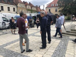 21.07.2020 Sandomierz. Plan filmu „Ojciec Mateusz” / Grażyna Szlęzak-Wójcik / Radio Kielce