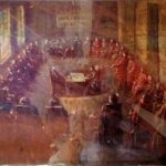 USA, Pensylwania, Betlejem. W archiwum Kościoła Morawskiego znajduje się obraz, którego fragmentem jest scena z Sandomierza. Przedstawia obrady poprzedzające podpisanie Zgody Sandomierskiej / archiwum