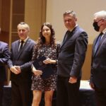 14.07.2020. Kielce. Sesja Sejmiku Województwa świętokrzyskiego. Na zdjęciu (od lewej): Andrzej Pruś - przewodniczący sejmiku województwa, Zbigniew Koniusz - wojewoda świętokrzyski, Michalina Pastuszka - Korona Handball Kielce, Tomasz Jamka - członek zarządu Województwa Świętokrzyskiego, Andrzej Bętkowski - marszałek województwa świętokrzyskiego / Wiktor Taszłow / Radio Kielce