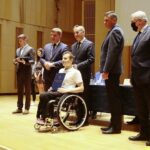 14.07.2020. Kielce. Sesja Sejmiku Województwa świętokrzyskiego. Na zdjęciu (w środku od lewej): Andrzej Pruś - przewodniczący sejmiku województwa, Zbigniew Koniusz - wojewoda świętokrzyski, Szymon Moćko – Pactum Scyzory Kielce, Tomasz Jamka - członek zarządu Województwa Świętokrzyskiego, Andrzej Bętkowski - marszałek województwa świętokrzyskiego / Wiktor Taszłow / Radio Kielce