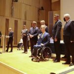 14.07.2020. Kielce. Sesja Sejmiku Województwa świętokrzyskiego. Na zdjęciu (w środku od lewej): Andrzej Pruś - przewodniczący sejmiku województwa, Zbigniew Koniusz - wojewoda świętokrzyski, Krystian Sobieraj - Pactum Scyzory Kielce, Tomasz Jamka - członek zarządu Województwa Świętokrzyskiego, Andrzej Bętkowski - marszałek województwa świętokrzyskiego / Wiktor Taszłow / Radio Kielce