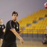 23.07.2020. Kielce. Trening PGE Kielce. Na zdjęciu: Daniel Dujszebajew / Wiktor Taszłow / Radio Kielce