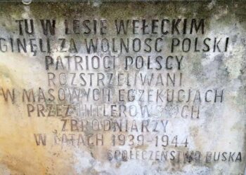 Tablica na pomniku na skraju Lasu Wełeckiego / dr Karolina Trzeskowska-Kubasik