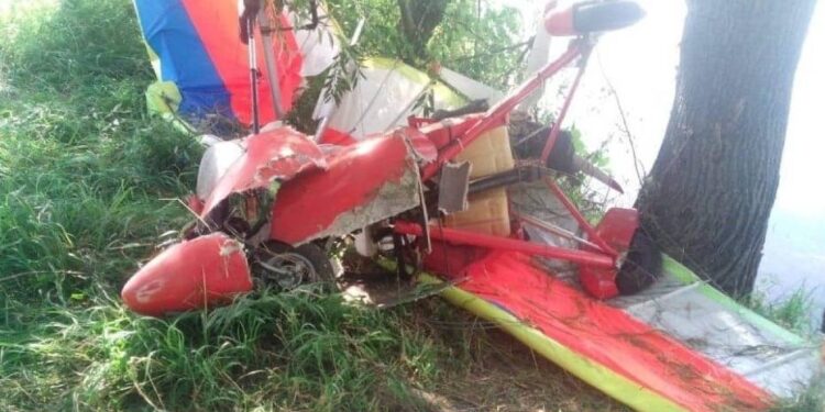 02.08.2020. Pińczów. Wypadek motolotni / PSP w Pińczowie