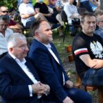 22.08.2020 Maleniec. Fabryka Smaku. Na zdjęciu (od lewej): poseł Krzysztof Lipiec, poseł Marek Kwitek, Mirosław Gębski - starosta kielecki i Grzegorz Piec - starosta konecki / Magdalena Galas-Klusek / Radio Kielce