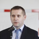 27.08.2020 Chmielnik. Otwarcie hali sportowej. Burmistrz Chmielnika Paweł Wójcik / Jarosław Kubalski / Radio Kielce