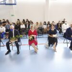 27.08.2020 Chmielnik. Otwarcie hali sportowej. Wiceminister sportu Anna Krupka. Od lewej: burmistrz Chmielnika Paweł Wójcik, marszałek Andrzej Bętkowski, wiceminister sportu Anna Krupka, świętokrzyski wicekurator oświaty Katarzyna Nowacka i członek zarządu powiatu kieleckiego Mariusz Ściana / Jarosław Kubalski / Radio Kielce