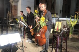 02.08.2020. Sandomierz. Festiwalu Muzyki Sakralnej „Ucho Igielne”. Na zdjęciu: Atom String Quartet / Grażyna Szlęzak-Wójcik / Radio Kielce