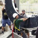 04.08.2020 Kielce. Amfiteatr na Kadzielni. Budowa sceny na Festiwal Muzyki Tanecznej / Jarosław Kubalski / Radio Kielce