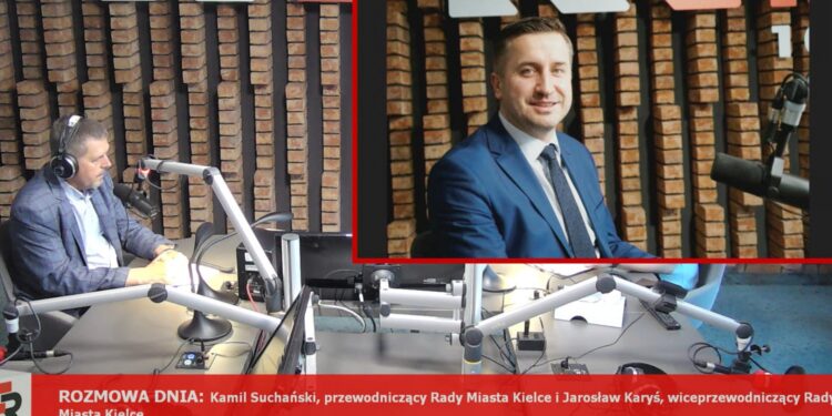 21.08.2020 Radio Kielce. Rozmowa Dnia. Jarosław Karyś, wiceprzewodniczący Rady Miasta Kielce i Kamil Suchański, przewodniczący Rady Miasta Kielce / Radio Kielce