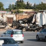 25.08.2020 Kielce. Pozostałości spalonego marketu Lidl przy ulicy Piekoszowskiej / Wiktor Taszłow / Radio Kielce