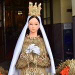 03.09.2020. Skórnice. Wieniec dożynkowy w postaci figury Matki Bożej / Magdalena Galas-Klusek / Radio Kielce