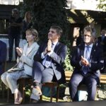 11.09.2020 Kielce. Dworek Laszczyków. Wręczenie Świętokrzyskich Nagród Muzealnych, Stanisław Głuszek - rektor Uniwersytetu Jana Kochanowskiego, Małgorzata Pruś - dyrektor biura poselskiego Krzysztofa Lipca, Andrzej Pruś - przewodniczący sejmiku województwa, senator Krzysztof Słoń / Jarosław Kubalski / Radio Kielce