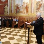 02.09.2020 Święty Krzyż. Podpisanie umowy na rozbudowę osady średniowiecznej w Hucie Szklanej. Na zdjęciu: Andrzej Bętkowski - marszałek województwa / Jarosław Kubalski / Radio Kielce