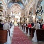 20.09.2020. Pińczów. Uroczystości upamiętniające 592. rocznicę lokacji miasta. Msza w intencji mieszkańców odprawiona w kościele pod wezwaniem Świętego Jana Apostoła i Ewangelisty / Marta Gajda / Radio Kielce