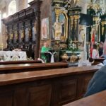 20.09.2020. Pińczów. Uroczystości upamiętniające 592. rocznicę lokacji miasta. Msza w intencji mieszkańców odprawiona w kościele pod wezwaniem Świętego Jana Apostoła i Ewangelisty / Marta Gajda / Radio Kielce