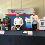 09.09.2020. Morawica. Na zdjęciu (od lewej): Marian Buras - burmistrz Morawicy, Józef Dąbek - prezes Kopalni Morawica S.A., Przemysław Strójwąs - prezes KS Moravia Morawica, Tomasz Wierzbicki - skarbnik KS Moravia Morawica i Tomasz Wilman - dyrektor sportowy Akademii Piłkarskiej Kopalnia Talentów Moravia Morawica / Rafał Szymczyk / Radio Kielce