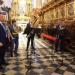 14.09.2020 Skalbmierz. XXVI Międzynarodowy Festiwal Muzyczny imienia Krystyny Jamroz. Koncert „Od baroku do muzyki XX wieku” w kościele św. Jana Chrzciciela. Na zdjęciu: Świętokrzyski Kwintet Instrumentów Blaszanych / Dorota Klusek / Radio Kielce