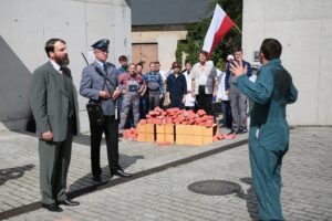 03.09.2020. Kielce. Inscenizacja "Demonstracja uliczna Solidarności" w 40. rocznicę powstania NSZZ Solidarność / Wiktor Taszłow / Radio Kielce