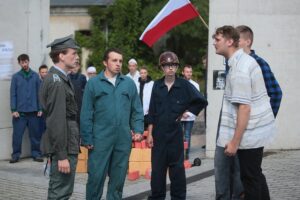 03.09.2020. Kielce. Inscenizacja "Demonstracja uliczna Solidarności" w 40. rocznicę powstania NSZZ Solidarność / Wiktor Taszłow / Radio Kielce