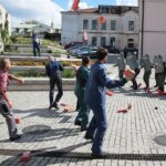 03.09.2020. Kielce. Inscenizacja "Demonstracja uliczna Solidarności" w 40. rocznicę powstania NSZZ Solidarność  / Wiktor Taszłow / Radio Kielce