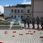 03.09.2020. Kielce. Inscenizacja "Demonstracja uliczna Solidarności" w 40. rocznicę powstania NSZZ Solidarność  / Wiktor Taszłow / Radio Kielce