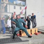 03.09.2020. Kielce. Inscenizacja "Demonstracja uliczna Solidarności" w 40. rocznicę powstania NSZZ Solidarność  / Wiktor Taszłow / Radio Kielce