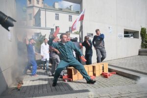 03.09.2020. Kielce. Inscenizacja "Demonstracja uliczna Solidarności" w 40. rocznicę powstania NSZZ Solidarność / Wiktor Taszłow / Radio Kielce