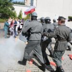 03.09.2020. Kielce. Inscenizacja "Demonstracja uliczna Solidarności" w 40. rocznicę powstania NSZZ Solidarność  / Wiktor Taszłow / Radio Kielce