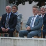 03.09.2020. Kielce. Inscenizacja "Demonstracja uliczna Solidarności" w 40. rocznicę powstania NSZZ Solidarność. Na zdjęciu (od lewej): Rafał Nowak - wicewojewoda, Mirosław Gębski - starosta kielecki, Krzysztof Słoń - senator, Jacek Sabat - Wojewódzki Komendant Świętokrzyskiej WK OHP w Kielcach / Wiktor Taszłow / Radio Kielce