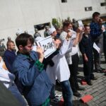 03.09.2020. Kielce. Inscenizacja "Demonstracja uliczna Solidarności" w 40. rocznicę powstania NSZZ Solidarność  / Wiktor Taszłow / Radio Kielce