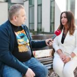 21.09.2020. Kielce. Pierwszy wykład w ramach Uniwersytetu Otwartego UJK. Na zdjęciu (od lewej): Daniel Lenart - Radio Kielce, prof. Anna Ewa Wileczek / Wiktor Taszłow / Radio Kielce