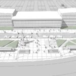 Koncepcja modernizacji placu Niepodległości w Kielcach. Wariant B - przestrzeń reprezentacyjna placu połączona w jedną całość ze strefą przystanków / Urząd Miasta Kielce