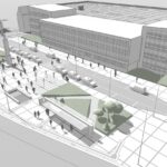 Koncepcja modernizacji placu Niepodległości w Kielcach. Wariant B - przestrzeń reprezentacyjna placu połączona w jedną całość ze strefą przystanków / Urząd Miasta Kielce