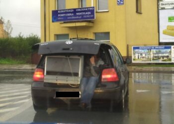 Skarżysko. Kierowca w otwartym bagażniku przewoził lodówkę i pasażera / policja