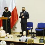 05.10.2020 Kielce. ŚUW. Inauguracja kampanii "Akcja Defibrylacja". Od lewej: Magdalena Sitek i wojewoda Zbigniew Koniusz / Jarosław Kubalski / Radio Kielce