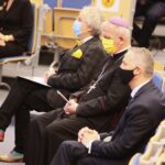 07.10.2020. Kielce. Politechnika Świętokrzyska. Rozpoczęcie roku akademickiego. Na zdjęciu (od lewej): Andrzej Mochoń - prezes zarządu Targów Kielce, biskup Jan Piotrowski, Zbigniew Koniusz - wojewoda świętokrzyski / Wiktor Taszłow / Radio Kielce