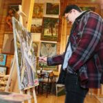 09.10.2020. Szydłów. Międzynarodowy plener malarski Magiczne Miasto Szydłów 2020 / Wiktor Taszłow / Radio Kielce