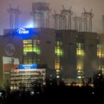 10.11.2020. Połaniec. Iluminacja Enea Elektrowni Połaniec z okazji Święta Niepodległości / Enea Elektrownia Połaniec