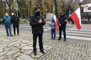 11.11.2020. Sandomierz. Uroczystości patriotyczne przy pomniku 2. Pułku Piechoty Legionów Armii Krajowej / Grażyna Szlęzak-Wójcik / Radio Kielce